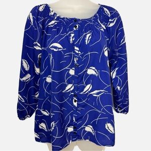 Yumi Kim | Royal Blue Leaf Pattern Blouse